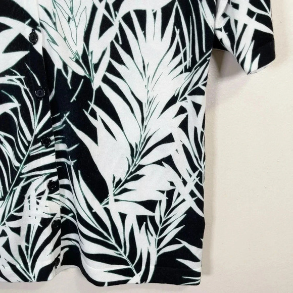 Talbots Tropical Leaf Fern Short Sleeve Button Sweater - Picture 8 of 16
